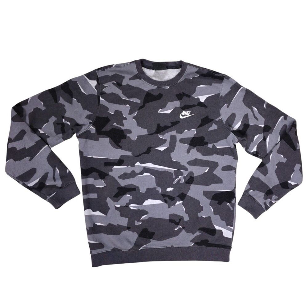 NIKE CLUB FLEECE CAMO CREWNECK SWEATER WOMENS MEDIUM